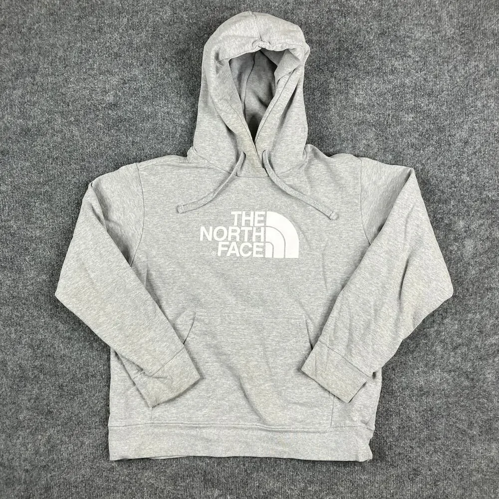 The North Face Hoodie Mens Size S‎ Gray Pullover Logo Fleece Outdoor Sweatshirt